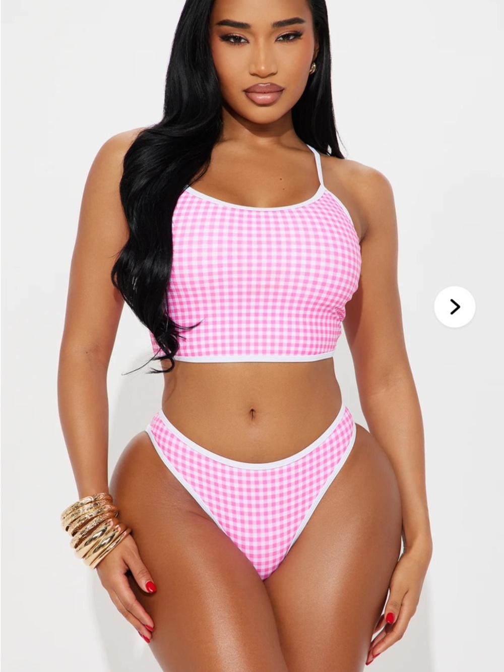 Pink Gingham High-Neck Bikini Set - M nwt